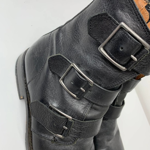 Frye Natalie Triple Buckle Ankle Short Boots Black Booties Womens 8 - Picture 9 of 16